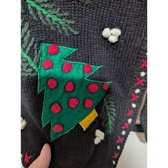 Vintage Bryn Connely Christmas Sweater Vest Petite Size P Holiday Full Zip - Picture 2 of 9